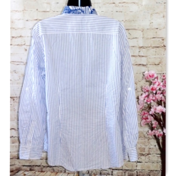 Finley Striped Button-Up Blouse Top - Picture 7 of 8